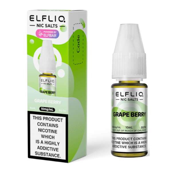 product data: ELFBAR ElfLiq Nic Salts - Grape Berry - 10ml E-liquid